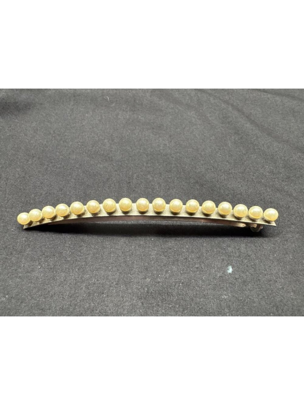 Vintage Metal Barrette With Faux Pearl Accents 6.5 Inches Long